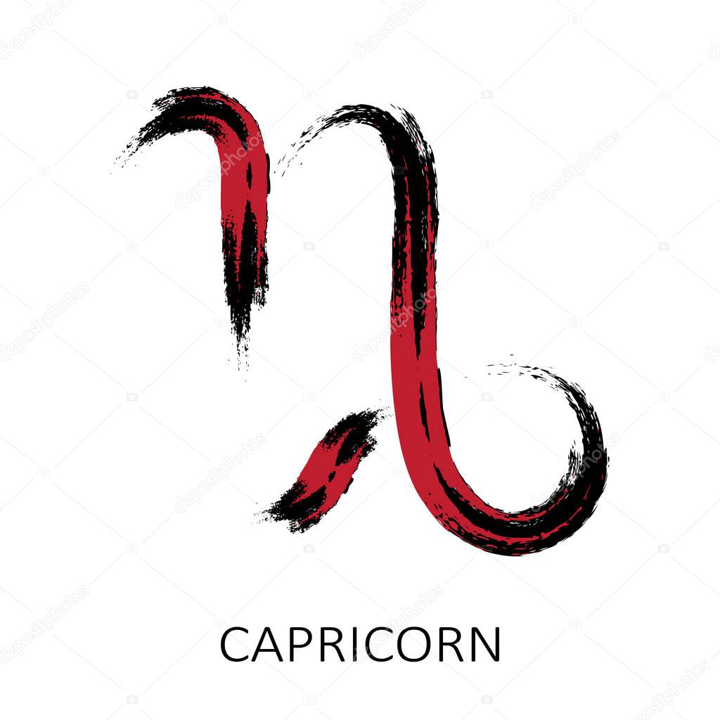 Zodiac sign Capricorn isolated on white background. Zodiac constellation. Design element for horoscope and astrological forecast. Hand drawn style. Vector illustration.