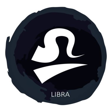 Terazi burcu işareti beyaz arka planda izole edilmiş. Zodiac takımyıldızı. Yıldız falı ve astrolojik tahminler için tasarım elemanı. Vektör illüstrasyonu.