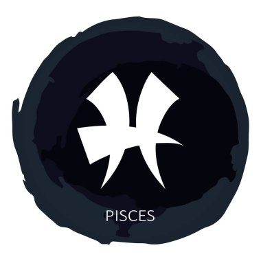 Balık burcu beyaz arka planda izole edilmiş. Zodiac takımyıldızı. Yıldız falı ve astrolojik tahminler için tasarım elemanı. Vektör illüstrasyonu.