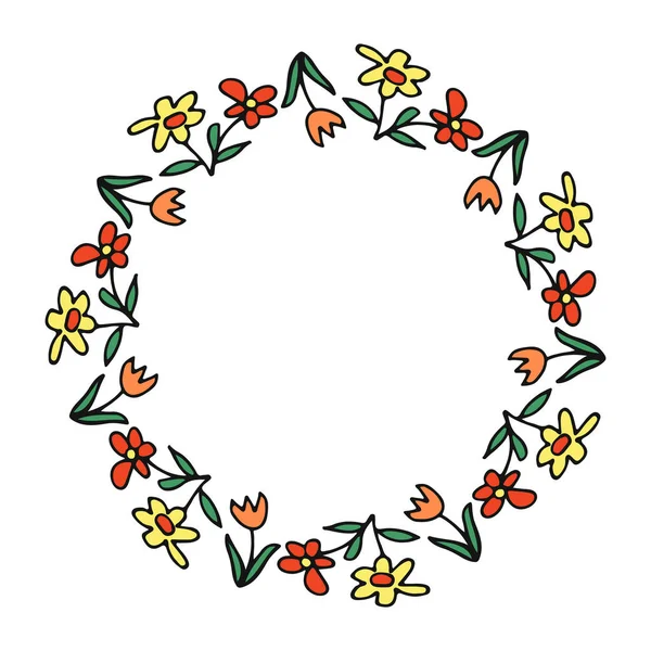 Circle Frame Floral Ornament Vector Illustration Design Element Greeting Card — Stock Vector