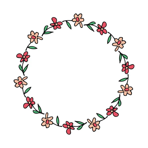 Circle Frame Floral Ornament Vector Illustration Design Element Greeting Card — Stock Vector