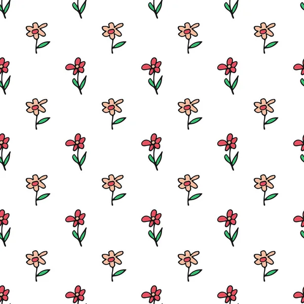 夏の花のシームレスなパターン ベクトルイラスト バナー 包装紙のためのデザイン要素 — ストックベクタ