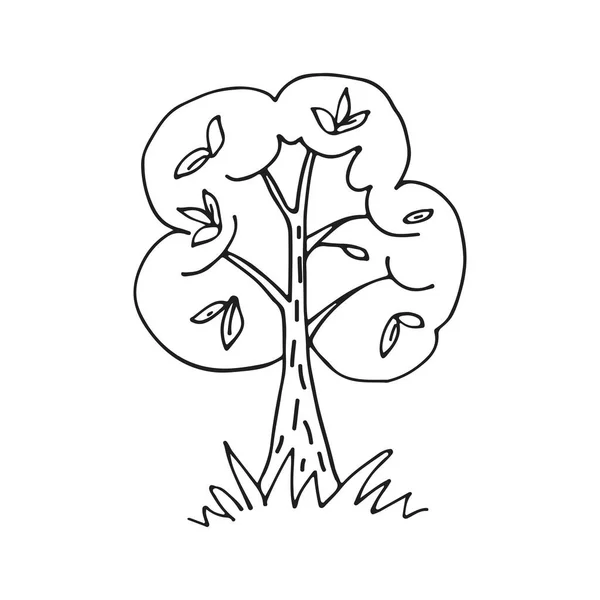 Beyaz Arka Planda Çizimi Ağaç Doodle Tarzı Vektör Çizimi Tebrik — Stok Vektör