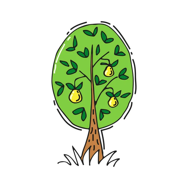 Handgezeichneter Baum Isoliert Auf Weißem Hintergrund Doodle Stil Vektorillustration Gestaltungselement — Stockvektor