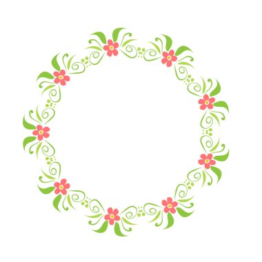 Çiçek sınırı beyaz arka planda izole edilmiş. Vektör çizimi. Tebrik kartı, broşür, poster, kapak veya fotoğraf çerçevesi için tasarım ögesi.