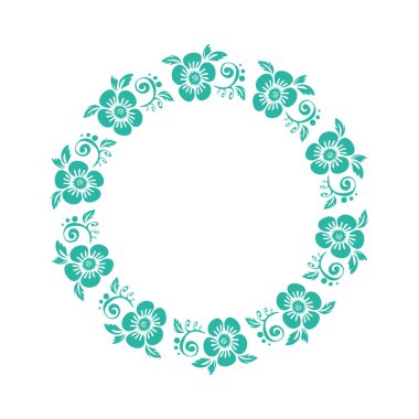 Çiçek sınırı beyaz arka planda izole edilmiş. Vektör çizimi. Tebrik kartı, broşür, poster, kapak veya fotoğraf çerçevesi için tasarım ögesi.