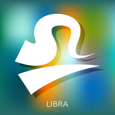 Zodiac burcu Terazi burcu parlak arka planda izole edilmiş. Zodiac takımyıldızı. Yıldız falı ve astrolojik tahminler için tasarım elemanı. Vektör illüstrasyonu.