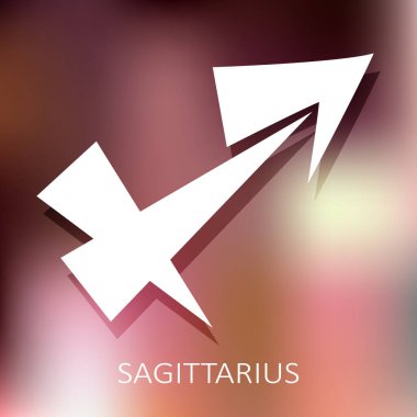 Parlak arka planda yay burcu var. Zodiac takımyıldızı. Yıldız falı ve astrolojik tahminler için tasarım elemanı. Vektör illüstrasyonu.