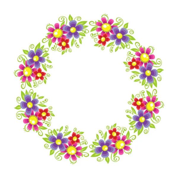 Bordure Florale Isolée Sur Fond Blanc Illustration Vectorielle Élément Conception — Image vectorielle