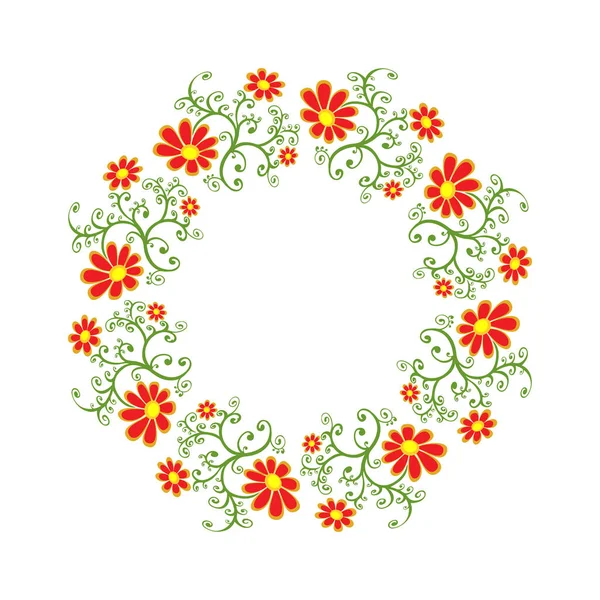 Frontera Floral Aislada Sobre Fondo Blanco Ilustración Vectorial Elemento Diseño — Archivo Imágenes Vectoriales