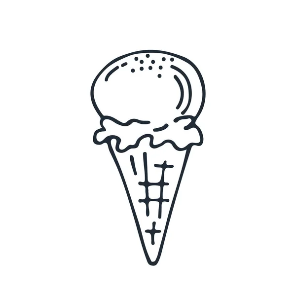 Gelato Isolato Fondo Bianco Illustrazione Vettoriale Stile Disegnato Mano Elemento — Vettoriale Stock