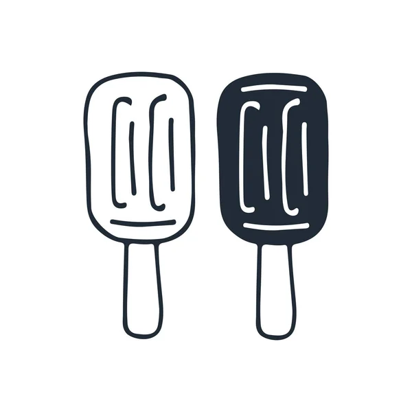 Мороженое Изолированы Белом Фоне Векторная Иллюстрация Ручной Стиль Элемент Дизайна — стоковый вектор
