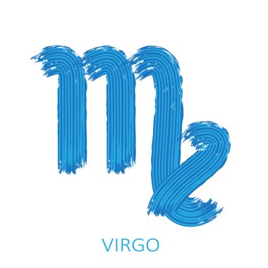 Burç işareti beyaz arka planda izole edilmiş Başak burcu. Zodiac takımyıldızı. Yıldız falı ve astrolojik tahminler için tasarım elemanı. Vektör illüstrasyonu.