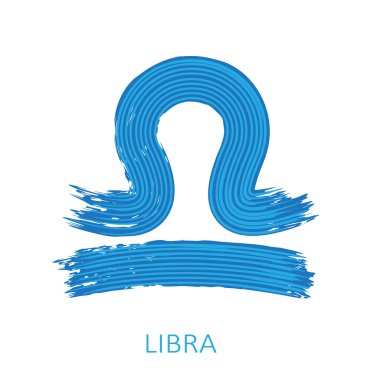 Terazi burcu işareti beyaz arka planda izole edilmiş. Zodiac takımyıldızı. Yıldız falı ve astrolojik tahminler için tasarım elemanı. Vektör illüstrasyonu.