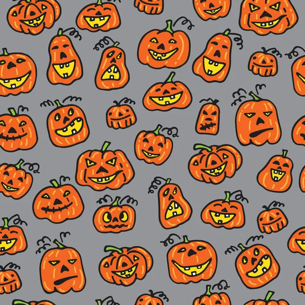 Nahtloses Muster Mit Halloween Kürbissen Vektorillustration Gestaltungselement Für Banner Tapeten — Stockvektor