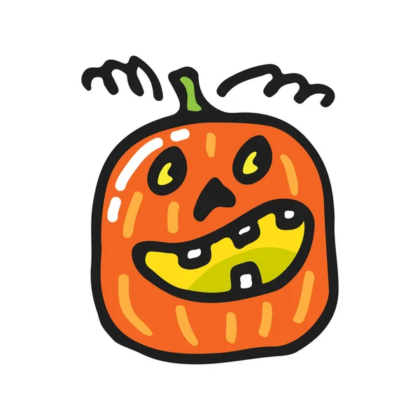 Nette Halloween Kürbisse Isoliert Auf Weißem Hintergrund Handgezeichnet Doodle Stil — Stockvektor