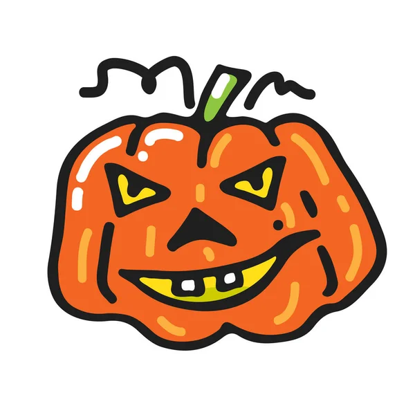 Roztomilé Halloween Dýně Izolované Bílém Pozadí Natažená Ruka Doodle Styl — Stockový vektor