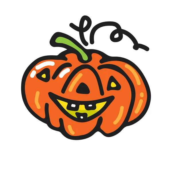 Nette Halloween Kürbisse Isoliert Auf Weißem Hintergrund Handgezeichnet Doodle Stil — Stockvektor