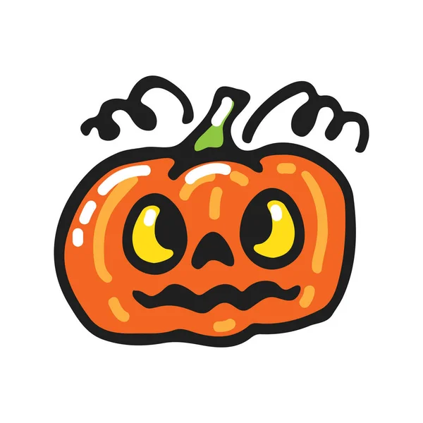 Nette Halloween Kürbisse Isoliert Auf Weißem Hintergrund Handgezeichnet Doodle Stil — Stockvektor