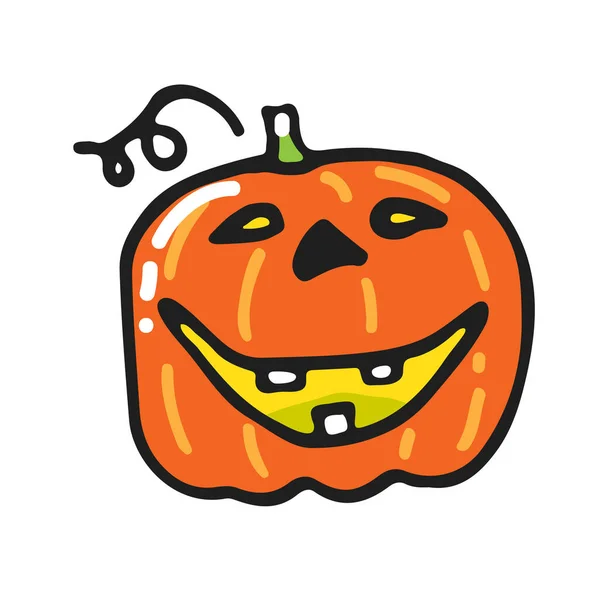 Söta Halloween Pumpor Isolerade Vit Bakgrund Handritad Doodle Stil Vektorillustration — Stock vektor