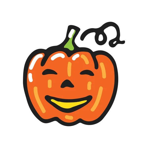 Nette Halloween Kürbisse Isoliert Auf Weißem Hintergrund Handgezeichnet Doodle Stil — Stockvektor