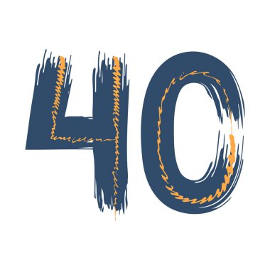 Kırk numaralı Grunge beyaz arka planda izole edilmiş. Kot pantolon rengi. Vektör çizimi. Poster, broşür, kitapçık, sosyal medya ve tebrik kartı için tasarım ögesi.