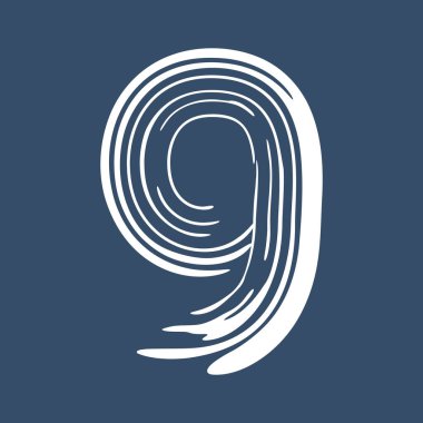 9 numaralı Grunge beyaz arka planda izole edilmiş. Kot pantolon rengi. Vektör çizimi. Poster, broşür, kitapçık, sosyal medya ve tebrik kartı için tasarım ögesi.