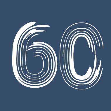 60 numaralı Grunge beyaz arka planda izole edilmiş. Kot pantolon rengi. Vektör çizimi. Poster, broşür, kitapçık, sosyal medya ve tebrik kartı için tasarım ögesi.