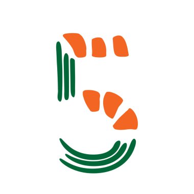 Beyaz arka planda izole edilmiş renkli 5 numara. Cadılar Bayramı renk paleti. Vektör çizimi. Poster, broşür, kitapçık, sosyal medya ve tebrik kartı için tasarım ögesi.