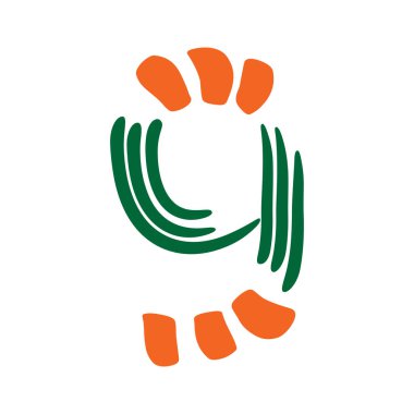 Beyaz arka planda izole edilmiş renkli 9 numara. Cadılar Bayramı renk paleti. Vektör çizimi. Poster, broşür, kitapçık, sosyal medya ve tebrik kartı için tasarım ögesi.