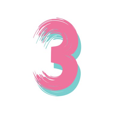 3 numaralı Grunge beyaz arka planda izole edilmiş. Vektör çizimi. Poster, broşür, kitapçık, sosyal medya ve tebrik kartı için tasarım ögesi.