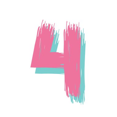 4 numaralı Grunge beyaz arka planda izole edilmiş. Vektör çizimi. Poster, broşür, kitapçık, sosyal medya ve tebrik kartı için tasarım ögesi.