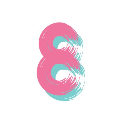 8 numaralı Grunge beyaz arka planda izole edilmiş. Vektör çizimi. Poster, broşür, kitapçık, sosyal medya ve tebrik kartı için tasarım ögesi.