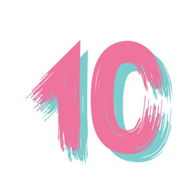 10 numaralı Grunge beyaz arka planda izole edilmiş. Vektör çizimi. Poster, broşür, kitapçık, sosyal medya ve tebrik kartı için tasarım ögesi.