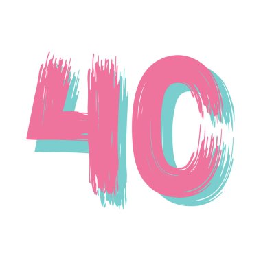 Kırk numaralı Grunge beyaz arka planda izole edilmiş. Vektör çizimi. Poster, broşür, kitapçık, sosyal medya ve tebrik kartı için tasarım ögesi.