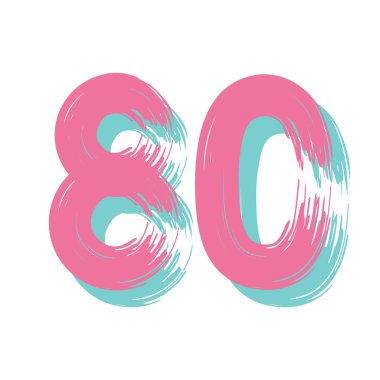 80 numaralı Grunge beyaz arka planda izole edilmiş. Vektör çizimi. Poster, broşür, kitapçık, sosyal medya ve tebrik kartı için tasarım ögesi.