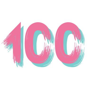 100 numaralı Grunge beyaz arka planda izole edilmiş. Vektör çizimi. Poster, broşür, kitapçık, sosyal medya ve tebrik kartı için tasarım ögesi.