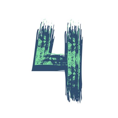 4 numaralı Grunge beyaz arka planda izole edilmiş. Vektör çizimi. Poster, broşür, kitapçık, sosyal medya ve tebrik kartı için tasarım ögesi.