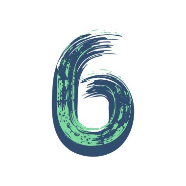 6 numaralı Grunge beyaz arka planda izole edilmiş. Vektör çizimi. Poster, broşür, kitapçık, sosyal medya ve tebrik kartı için tasarım ögesi.