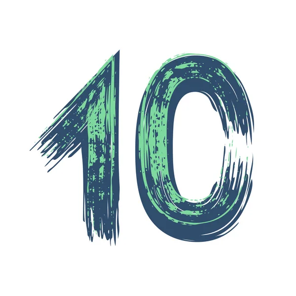 10 numaralı Grunge beyaz arka planda izole edilmiş. Vektör çizimi. Poster, broşür, kitapçık, sosyal medya ve tebrik kartı için tasarım ögesi.