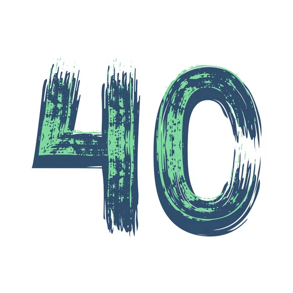 Kırk numaralı Grunge beyaz arka planda izole edilmiş. Vektör çizimi. Poster, broşür, kitapçık, sosyal medya ve tebrik kartı için tasarım ögesi.
