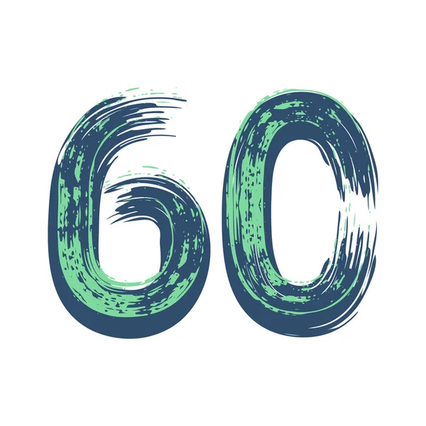 グランジ番号60は白地に隔離されている ベクトルイラスト ポスター パンフレット 小冊子 ソーシャルメディア グリーティングカード用のデザイン要素 — ストックベクタ