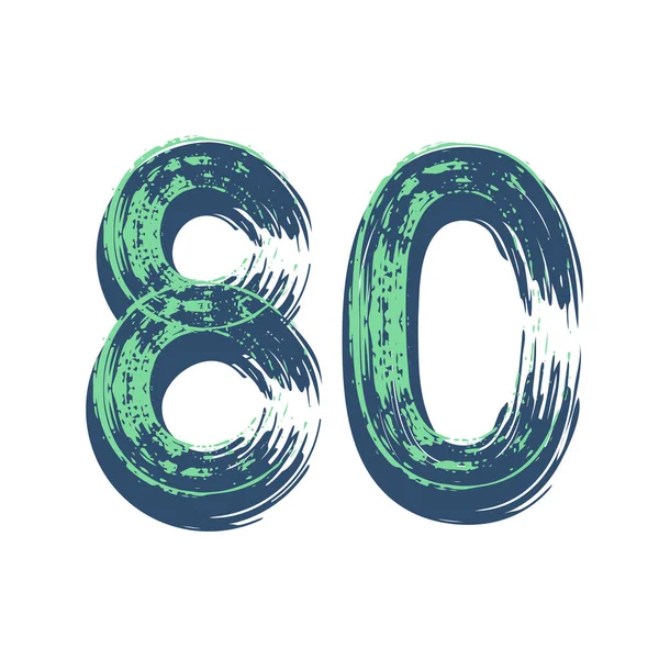 80 numaralı Grunge beyaz arka planda izole edilmiş. Vektör çizimi. Poster, broşür, kitapçık, sosyal medya ve tebrik kartı için tasarım ögesi.
