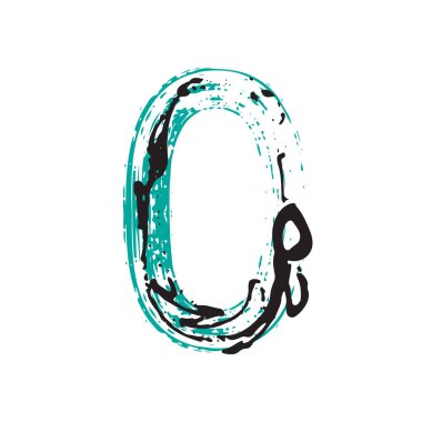 0 numaralı Grunge beyaz arka planda izole edildi. Vektör çizimi. Poster, broşür, kitapçık, sosyal medya ve tebrik kartı için tasarım ögesi.