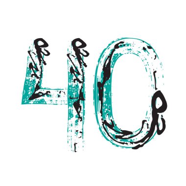 Kırk numaralı Grunge beyaz arka planda izole edilmiş. Vektör çizimi. Poster, broşür, kitapçık, sosyal medya ve tebrik kartı için tasarım ögesi.