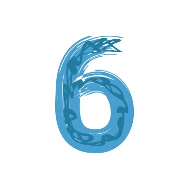 6 numaralı Grunge beyaz arka planda izole edilmiş. Vektör çizimi. Poster, broşür, kitapçık, sosyal medya ve tebrik kartı için tasarım ögesi.