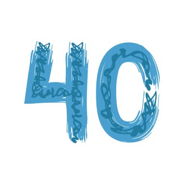 Kırk numaralı Grunge beyaz arka planda izole edilmiş. Vektör çizimi. Poster, broşür, kitapçık, sosyal medya ve tebrik kartı için tasarım ögesi.