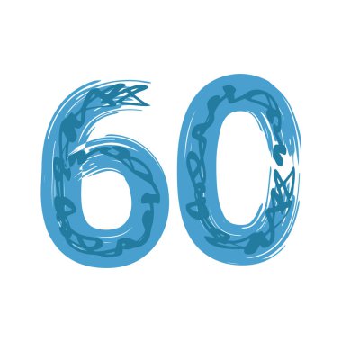 60 numaralı Grunge beyaz arka planda izole edilmiş. Vektör çizimi. Poster, broşür, kitapçık, sosyal medya ve tebrik kartı için tasarım ögesi.