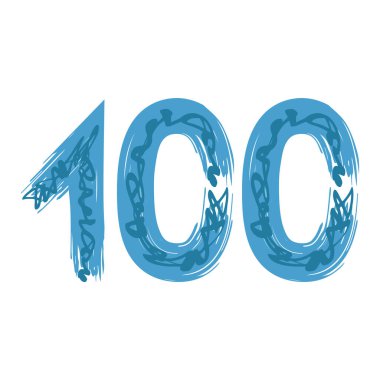 100 numaralı Grunge beyaz arka planda izole edilmiş. Vektör çizimi. Poster, broşür, kitapçık, sosyal medya ve tebrik kartı için tasarım ögesi.
