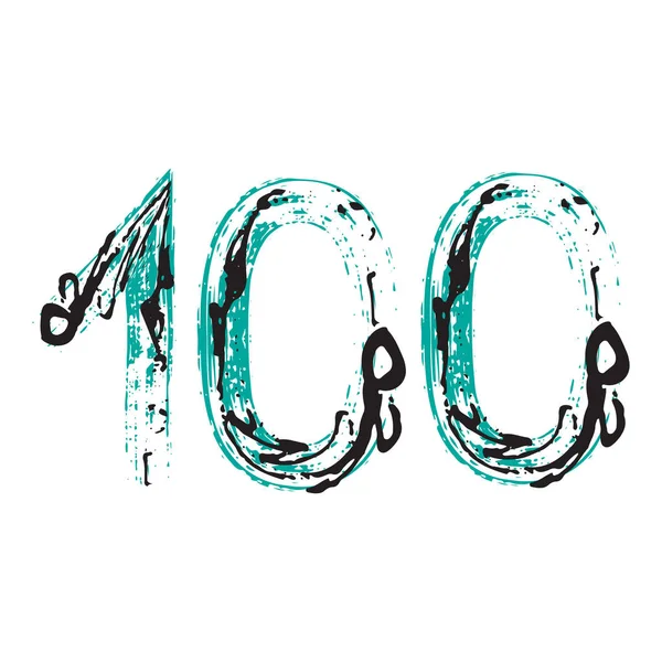 100 numaralı Grunge beyaz arka planda izole edilmiş. Vektör çizimi. Poster, broşür, kitapçık, sosyal medya ve tebrik kartı için tasarım ögesi.